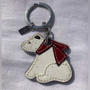 Coach Polar Bear Keychain Charm Accented with Red Scarf